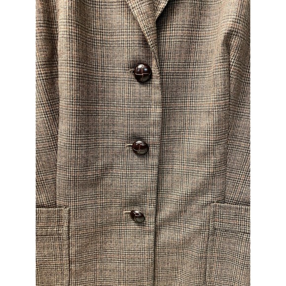 Vtg Banana Republic y2k womens 12 plaid brown Button wool Blazer preppy teacher - Picture 2 of 7